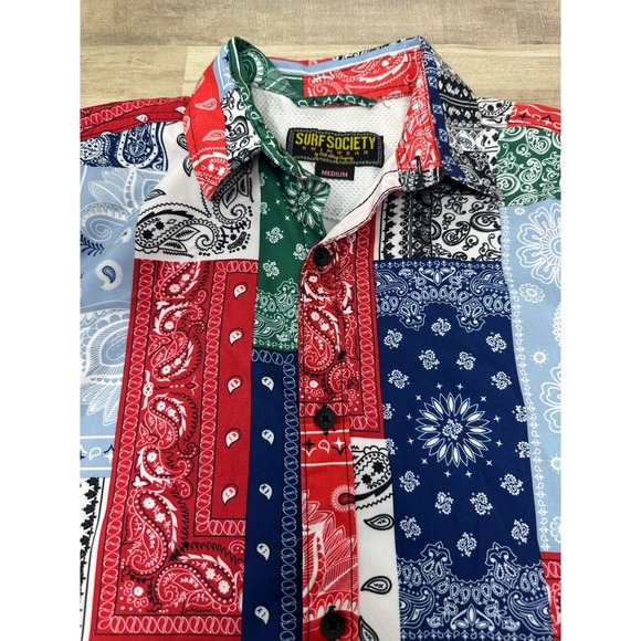 Other - Surf Society Swimwear Bandana Button Down Short Sleeve Shirt‎ Men's Size Medium